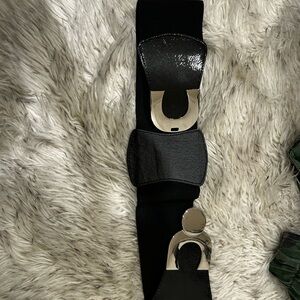 Express Black Belt with Silver Buckle